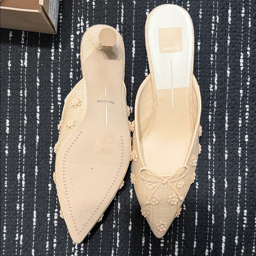 Dolce Vita Cream Embellished Mules